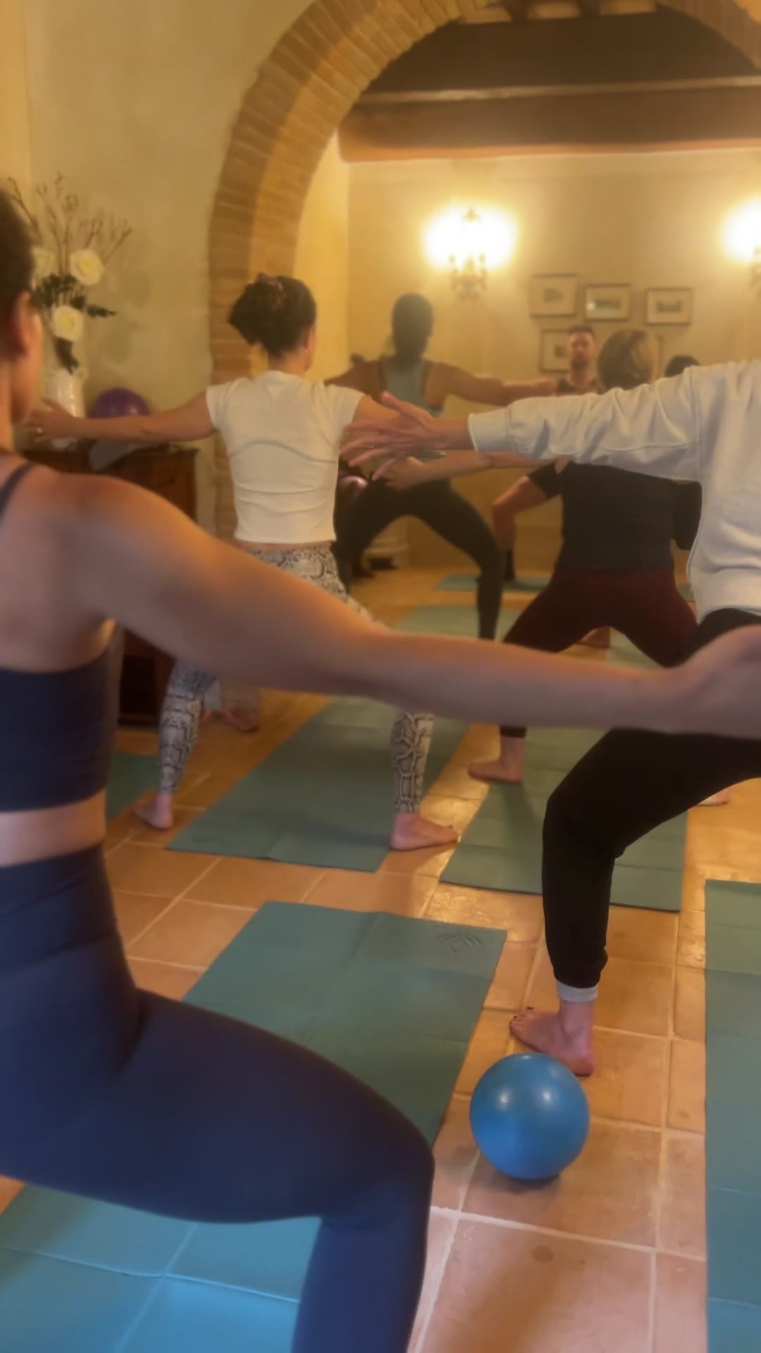 Outdoor Pilates class at Villa Cecconi